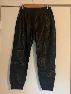 Zara Black Faux Leather Jogger Pants